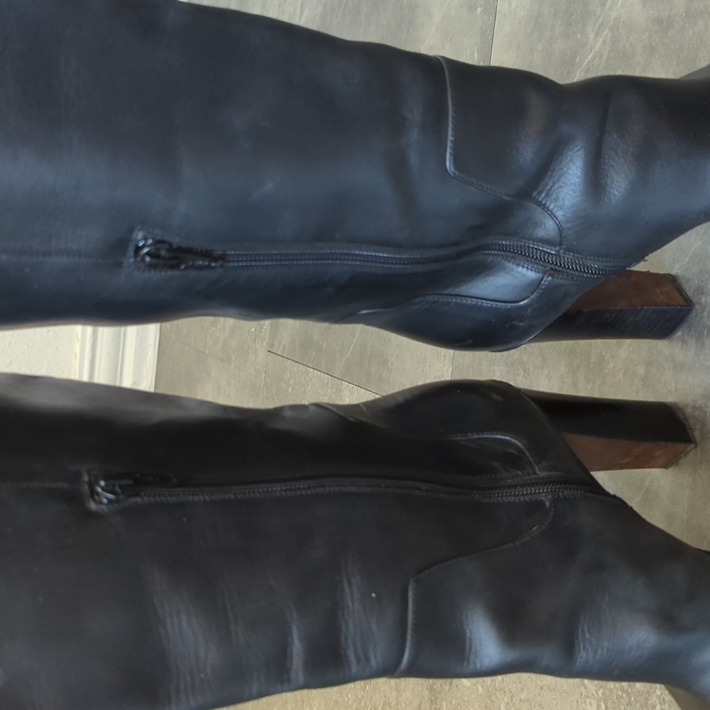 Vince Dempsey Over the Knee Block Heel Leather Boots Black 8M fall sexy chic - Picture 8 of 13